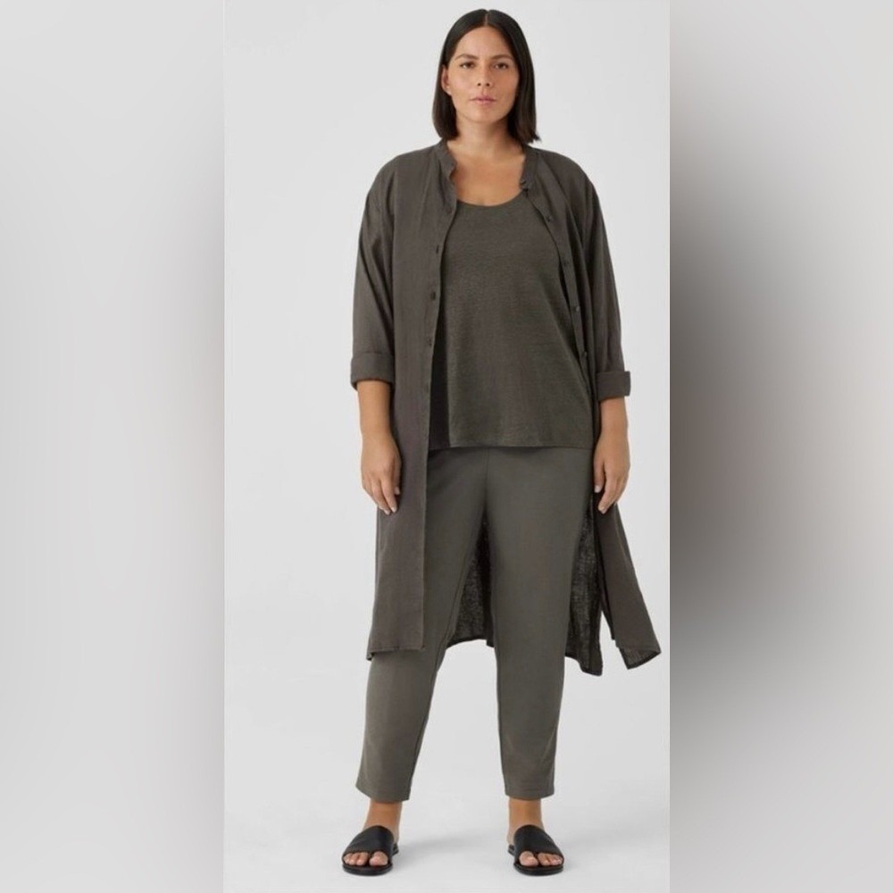 EILEEN FISHER Crepe Pant Washable‎ Stretch Women's Slim Ankle Grey Pull On Small
